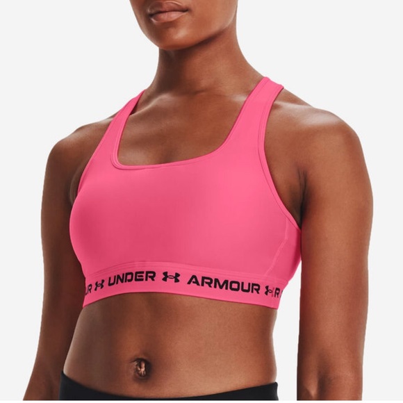 Women's Vibrant Pink Under Armour Crossback Compression Sports Bra, Medium - Picture 1 of 11